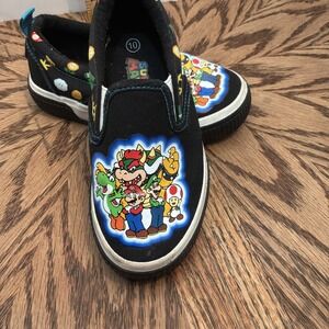 Nintendo Super Mario Bros. Slip-On Black Canvas Sneakers Toddler 10